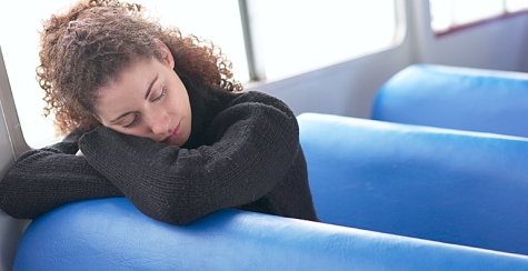 Tired teen Teen sleepy on school bus